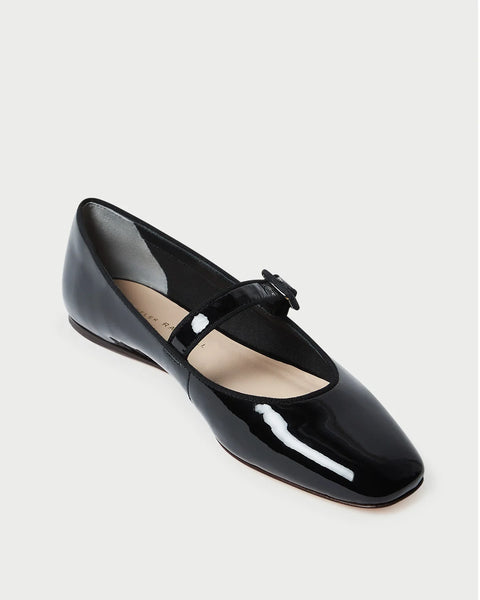 LOEFFLER RANDALL GINGER MARY JANE FLATS IN BLACK PATENT LEATHER \ AURALIE –  Auralie