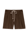 Product front photo of donni. pleated short in chocolate