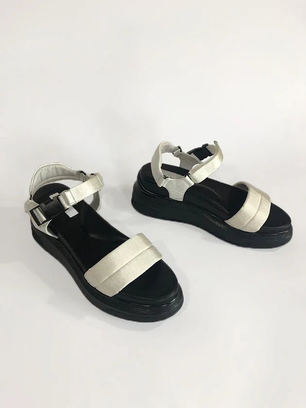 SUZANNE RAE Buckle Velcro Sandal in White