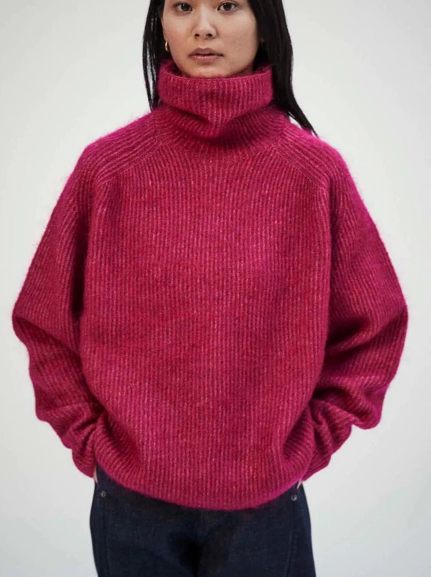 Mohair Highneck Sweater / Raspberry