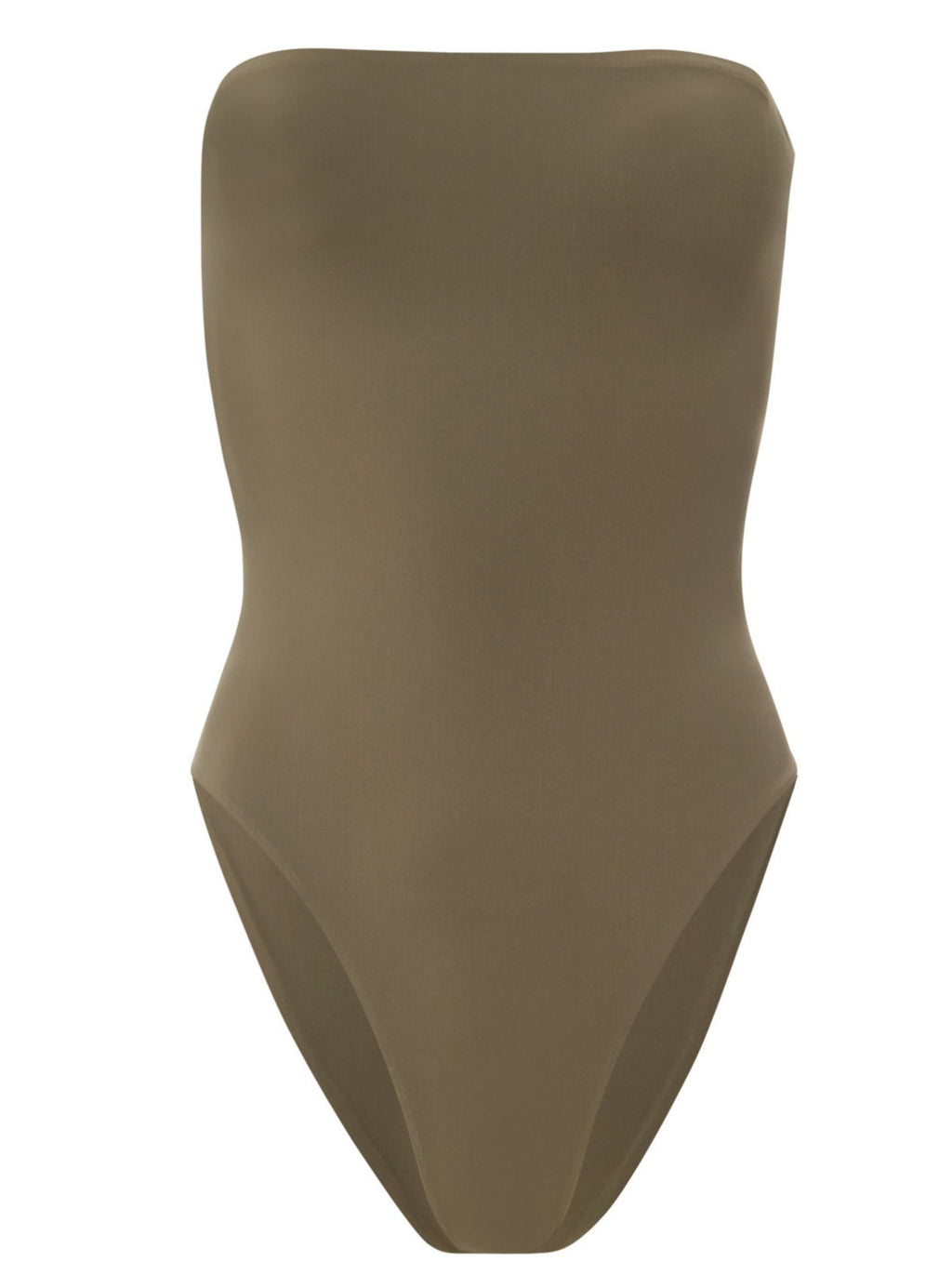 olive green strapless one piece swimsuit by lido