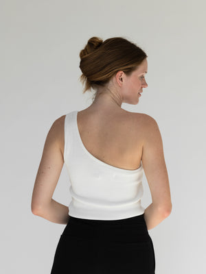 Asymmetrical Knit Top / White