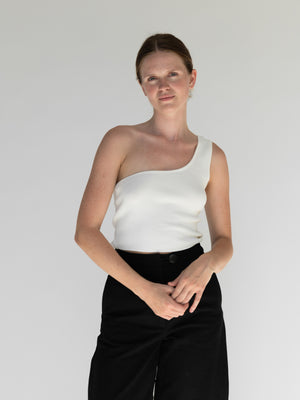 Asymmetrical Knit Top / White