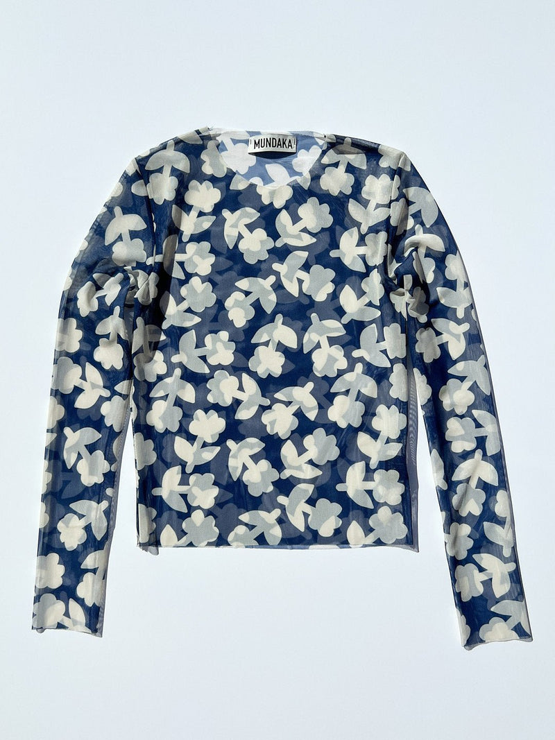 Tulle T-Shirt Floral Print / Blue